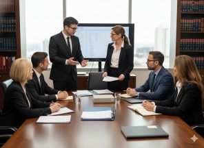 Partners in a boardroom meeting